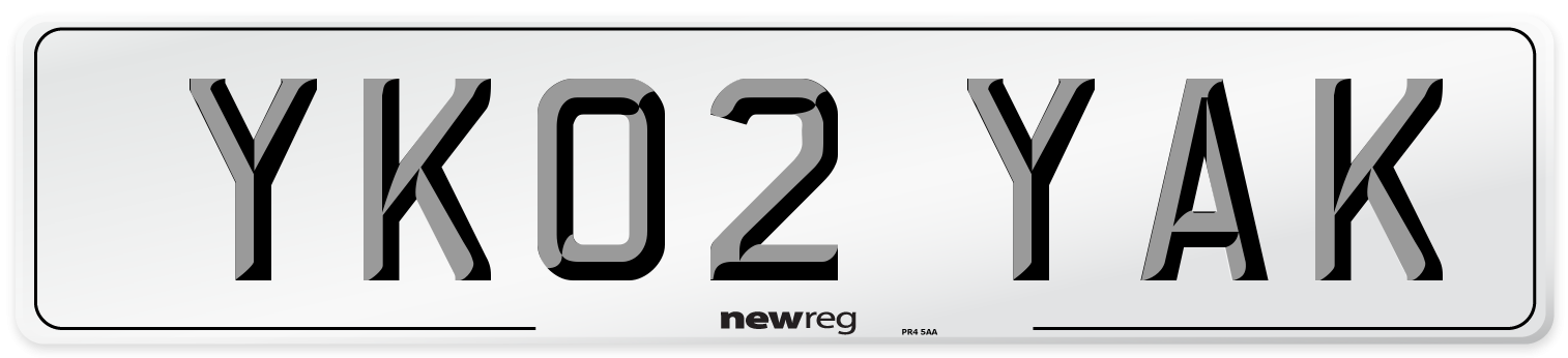 YK02 YAK Number Plate from New Reg